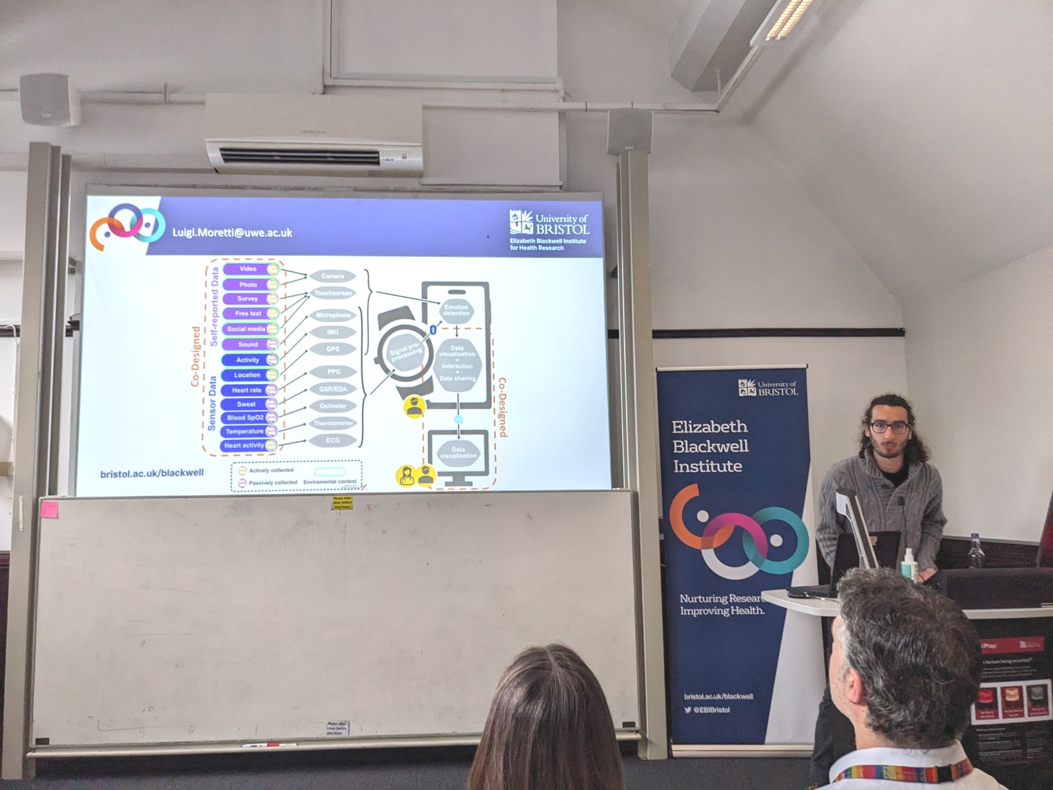 Luigi A. Moretti presenting AI in Precision Psychiatry at Elizabeth Blackwell Institute, University of Bristol
